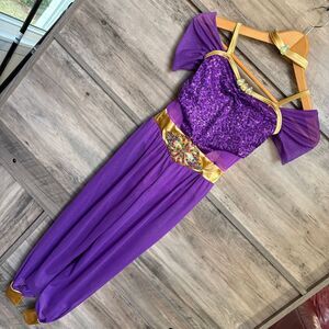 Weissman 10465 Genie in a Bottle Purple Sequin Metallic Gold Dance Costume Jazz